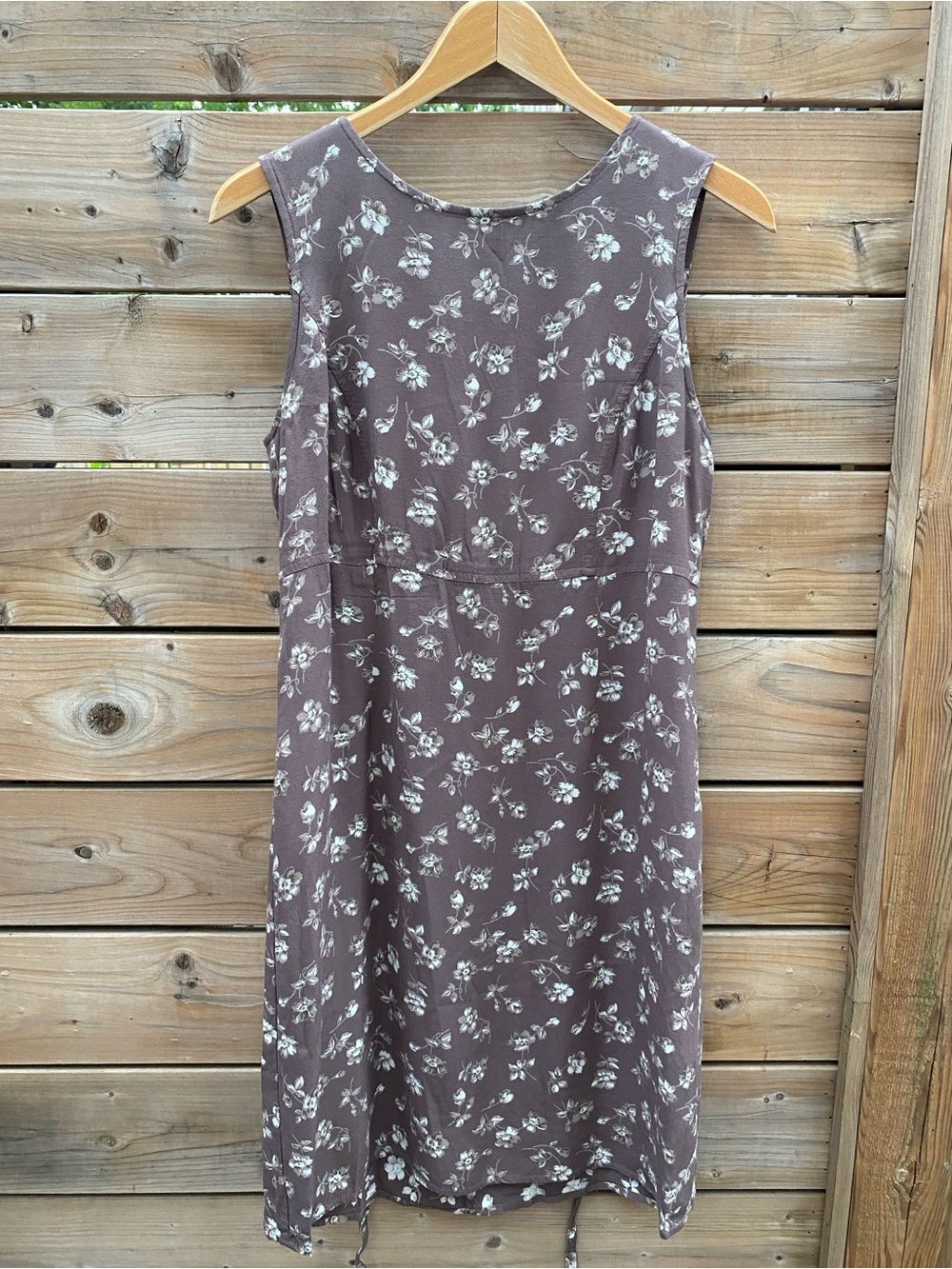 Vintage GAP 90s Sleeveless Floral Dress in Mauve Brown